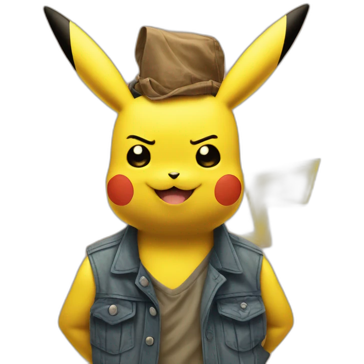 Grinding squinting pikachu emoji