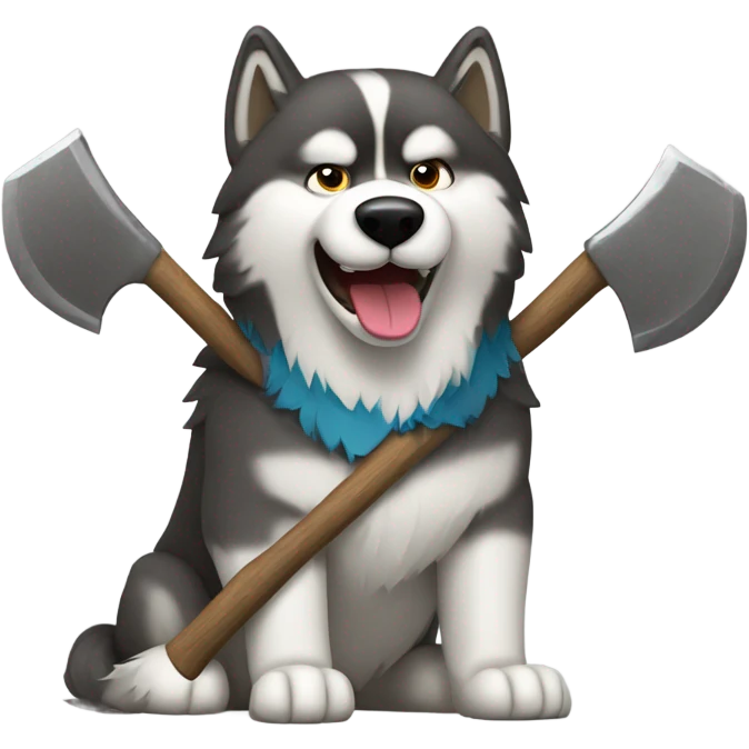 Malamute throwing axes emoji