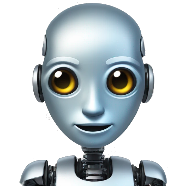 An AI robot, with digital elements in the background to emphasize its mental abilities emoji