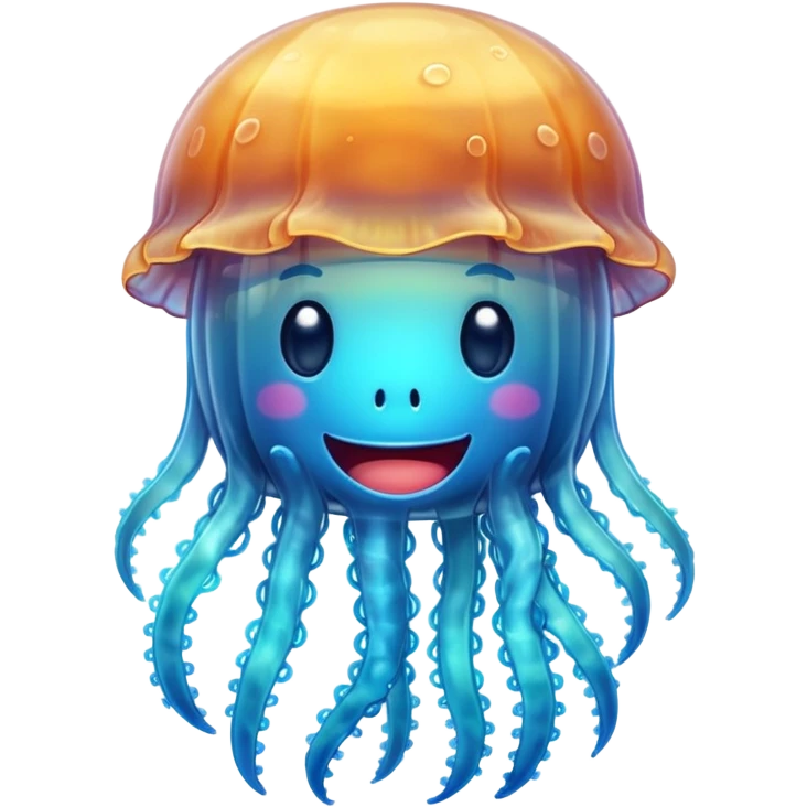 Cute transparent jellyfish with smile emoji