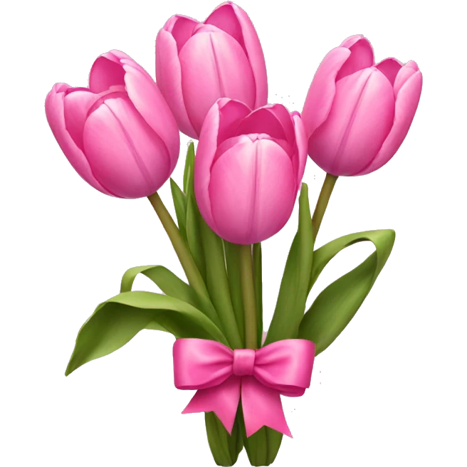 Pink tulips with a bow emoji