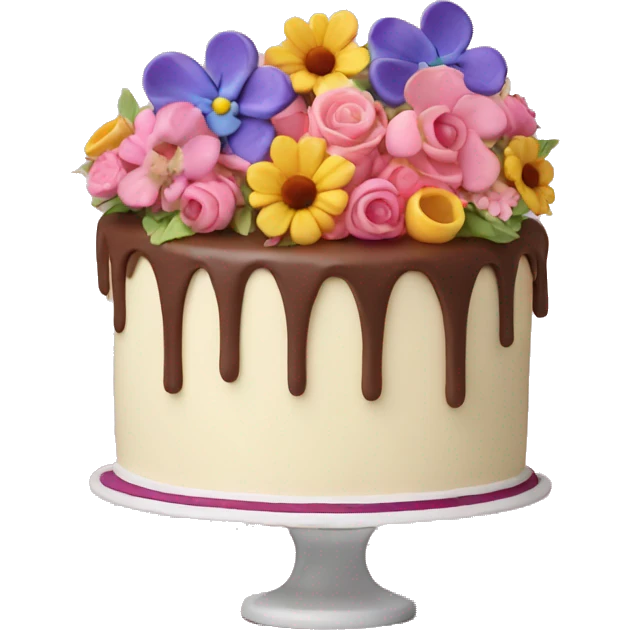Anniversary Cake with flowers hears wine emoji
