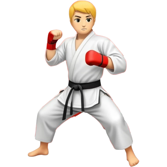 An emblem-style emoji symbolizing striking martial arts. The design features a stylized fighter in a dynamic stance, delivering a powerful punch, surrounded by a circular border with traditional elements like fists and combat symbols. Bold, clean lines with contrasting colors. emoji