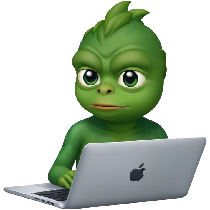 pepe sits in a laptop emoji