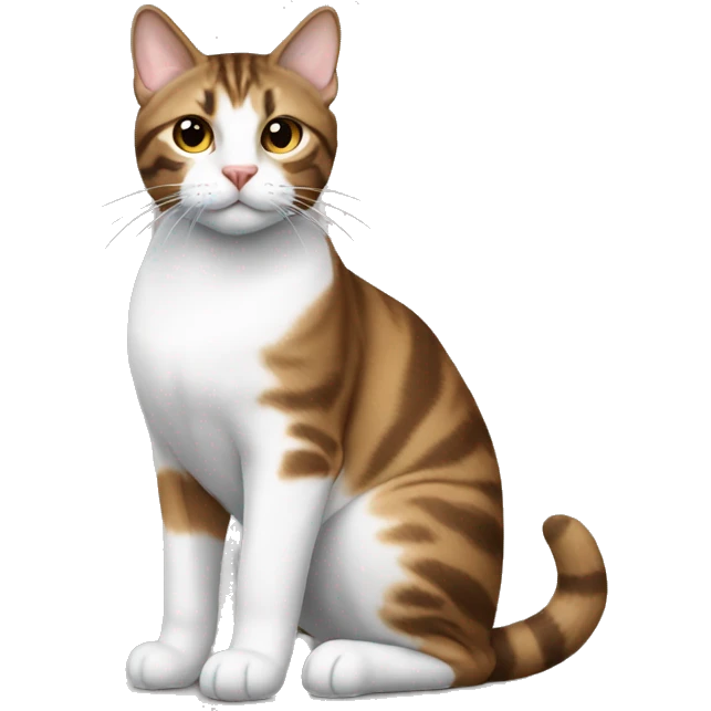 Brown and white tabby aitting emoji