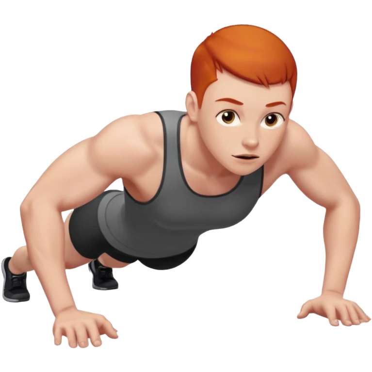 redhead person with buzzcut doing pushups emoji