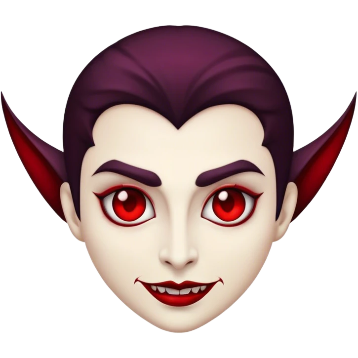 Cinematic Noble Vampire Portrait Emoji, Elegant and commanding, with a refined, pale visage framed by dark, velvet accents and a hint of crimson, exuding timeless seduction and dangerous allure, simplified yet exquisitely detailed, glowing with a soft nocturnal radiance and a subtle, mysterious outline that captures the regal spirit of an immortal lord of the night! emoji