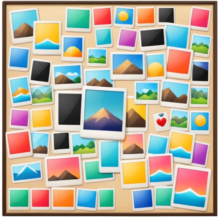 Collage board with polaroid photo emoji