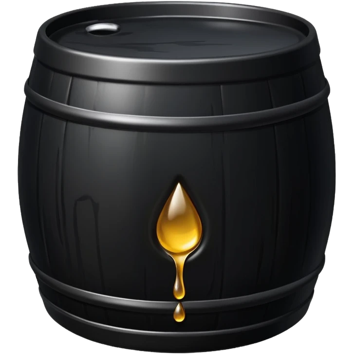 generate an ultra realistic black metal barrel without rust and with a black drop of oil on it emoji