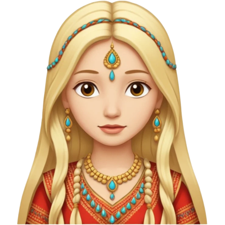 emoticon de una mujer rubia de pelo largo con vestimenta de india emoji