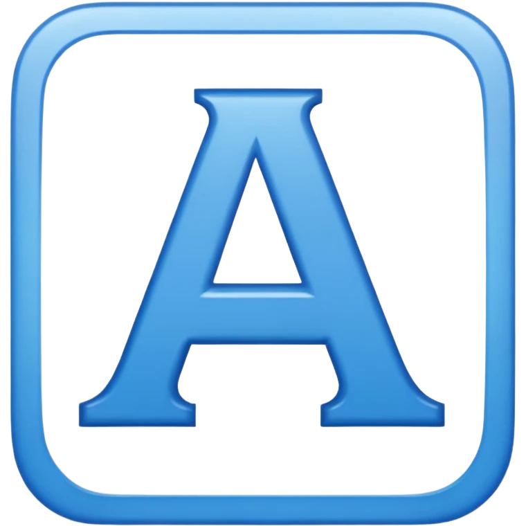 capital letter "A" printed in blue color square shape in center emoji