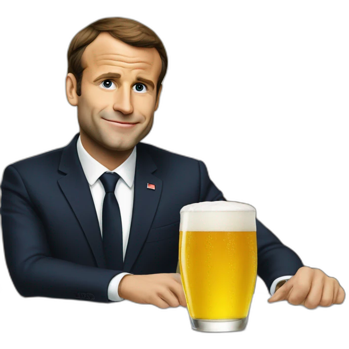 Macron a drink à beer  emoji