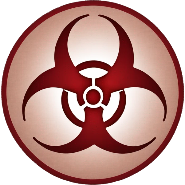 Biohazard logo on dark red circle emoji