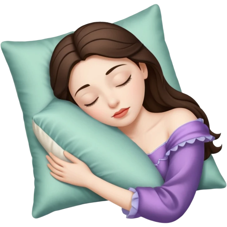 sleeping beauty brunette white girl with a silk pillow emoji