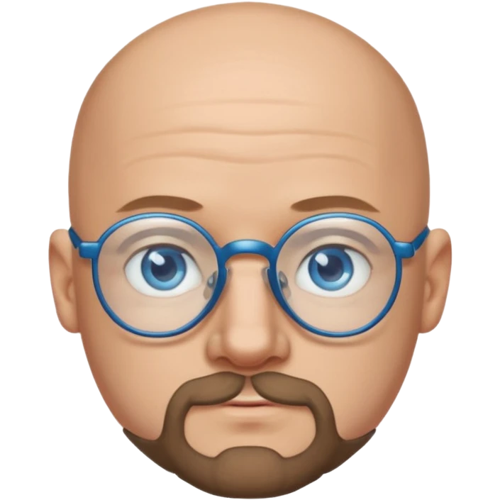Bald man with glasses and chin puff beard emoji