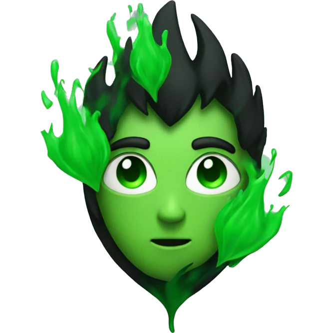 Black flame green Heart emoji