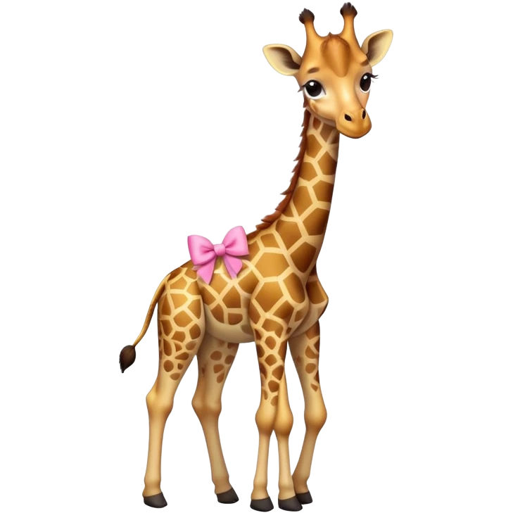 cute giraffe, full body, with pink bow emoji
