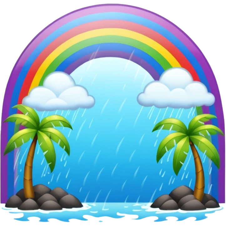 Tropical rainstorm with a rainbow  emoji