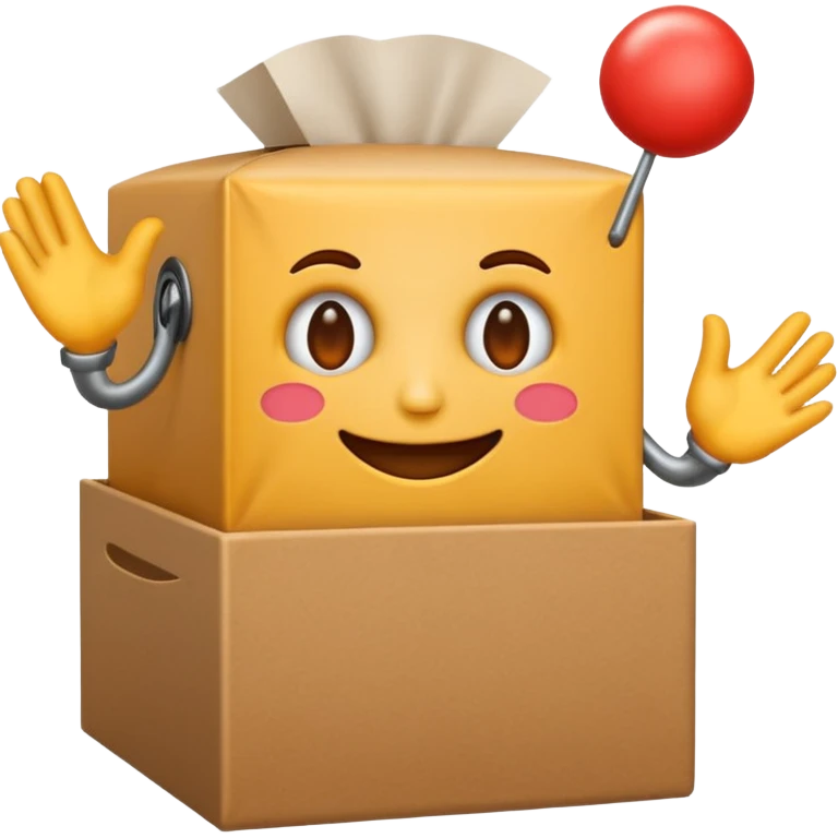 Create an emoji I DONT WANT IT TO BE A JACK IN THE BOX, imagine it is a round face with hands turning a jack in the box that isnt actually there emoji