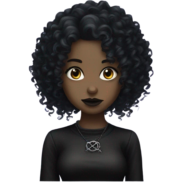 Goth girl curly hair emoji