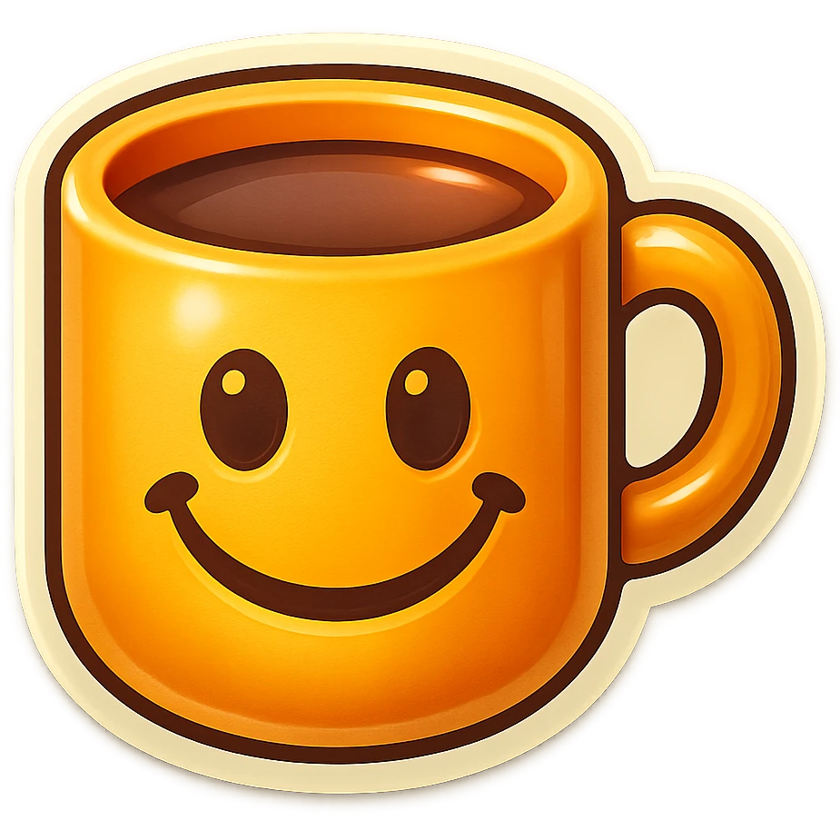 cup sticker with smiling face emoji style emoji