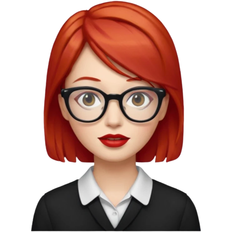 red hair with red lipstick and glasses emoji