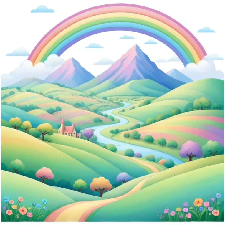  pastel rainbow hobbit landscape  emoji