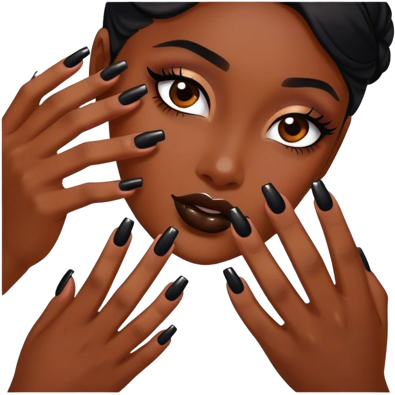 black nails being painted emoji
