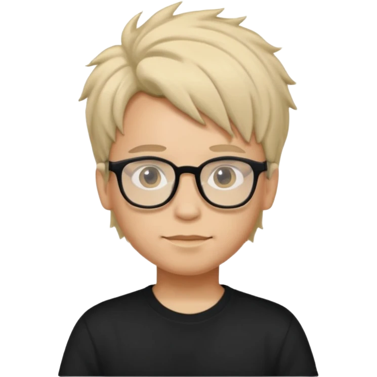 boy with freeform hair black t-shirt put a glasses emoji