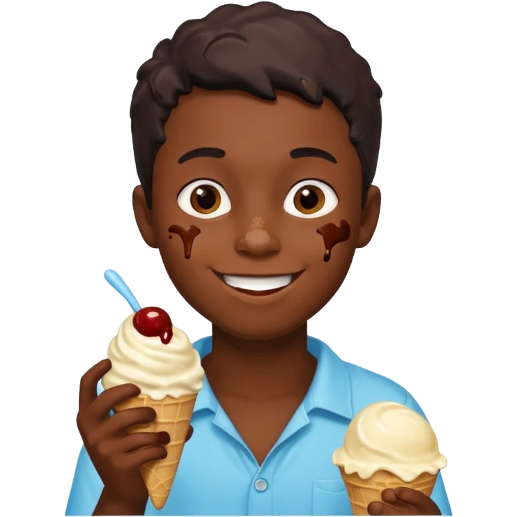 Black boy eating gelato  emoji