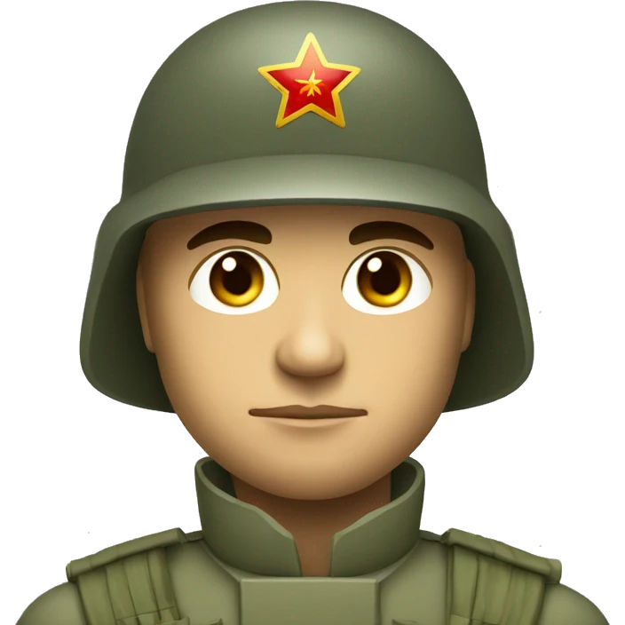 ussr soldier serious with military helmet emoji