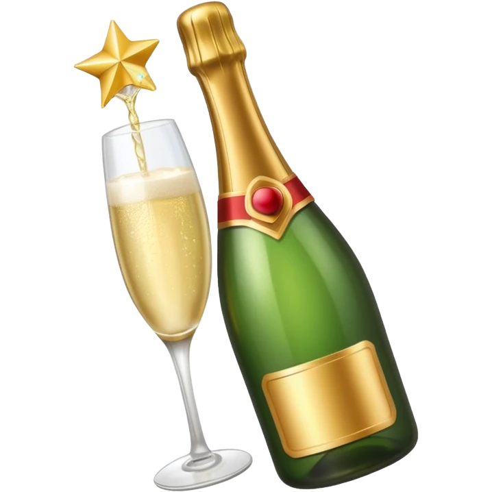 girl with Champagne bottle with party cap, only bottle. emoji