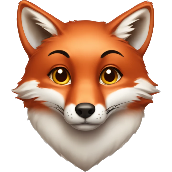 deep red fox face, sparling heart eyes, female emoji