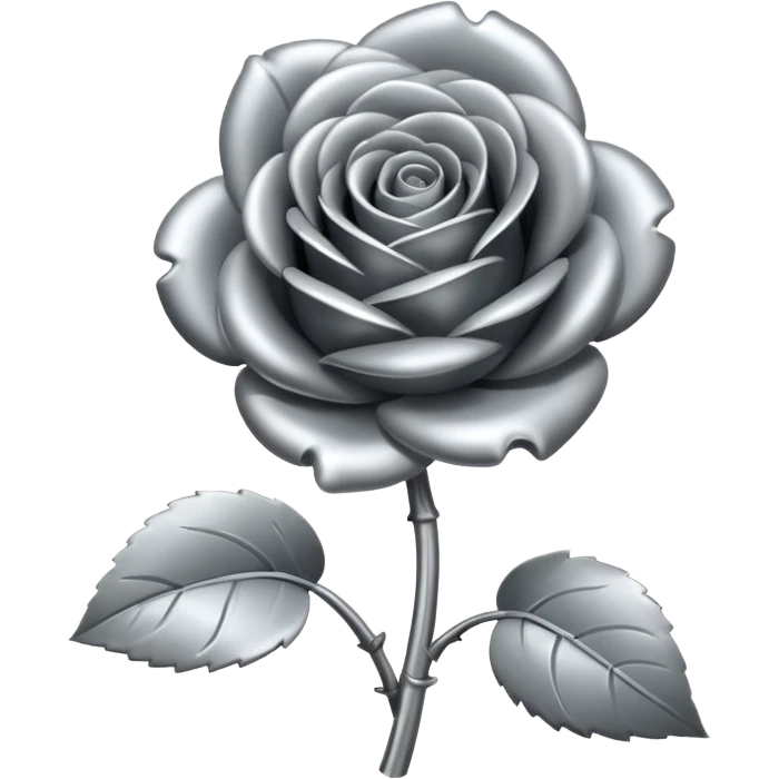 gray metal chrome rose, without green leaves, just flower emoji