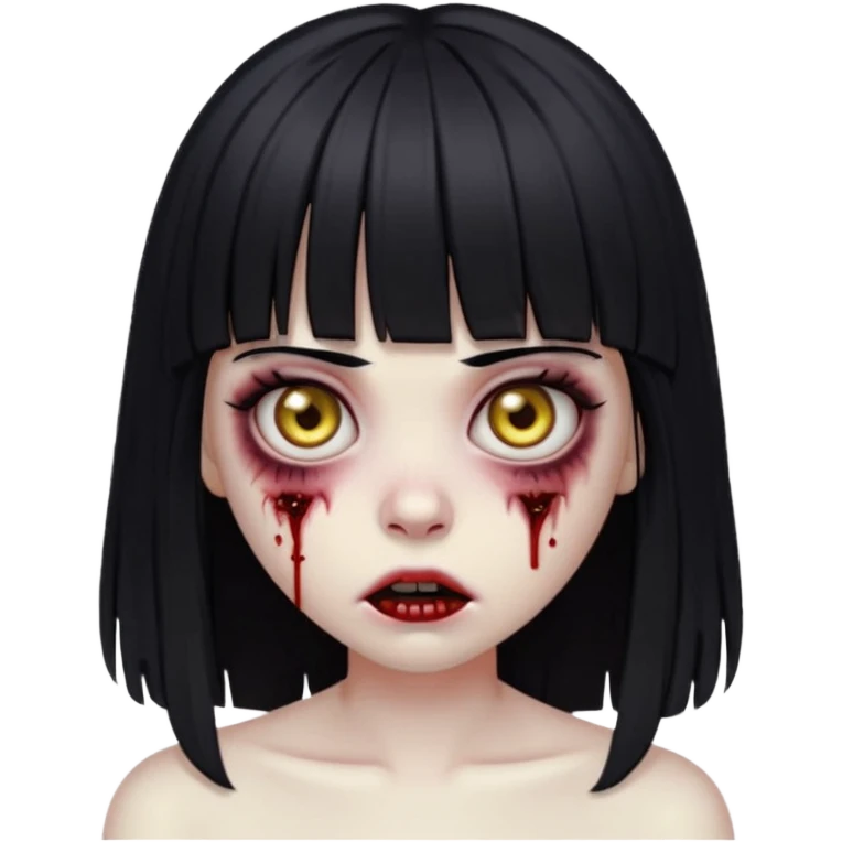 garota zombie com cabelo preto de franja e olhos puxados gótica emoji generator emoji