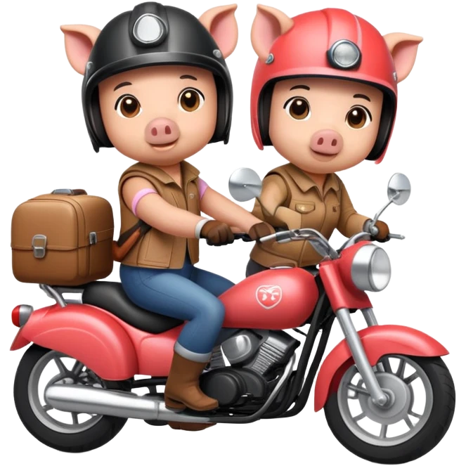 pig couple riding a motorbike together emoji