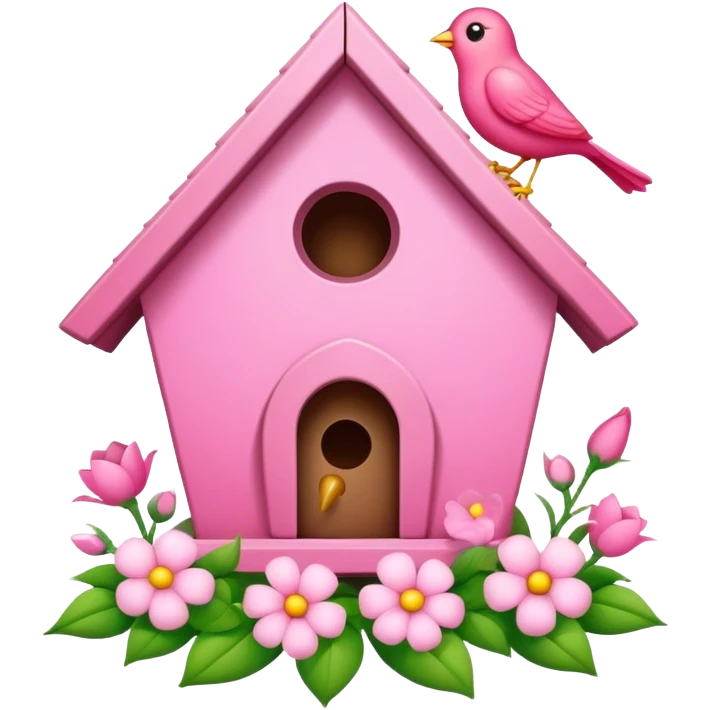 pink bird's house with flower emoji
