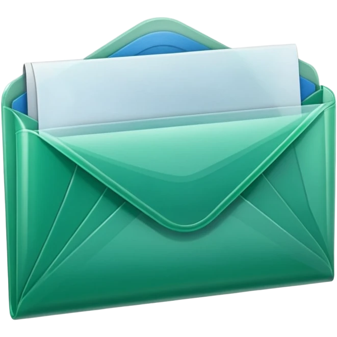 A simple emoji-style icon of a transparent green plastic gym folder envelope, slightly open, with clean edges, soft shine, and subtle shading, conveying fitness organization and active lifestyle. emoji