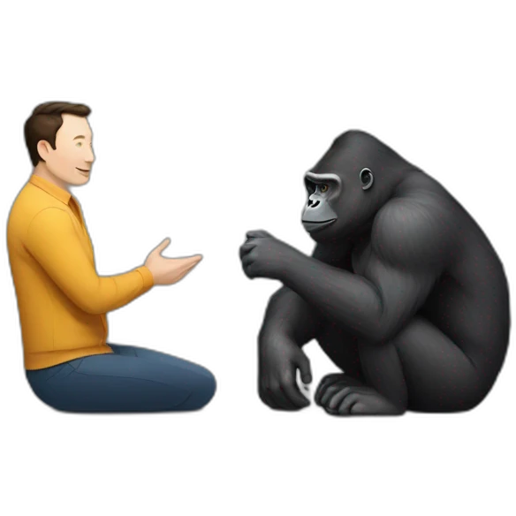 Gorilla and Elon musk meeting emoji