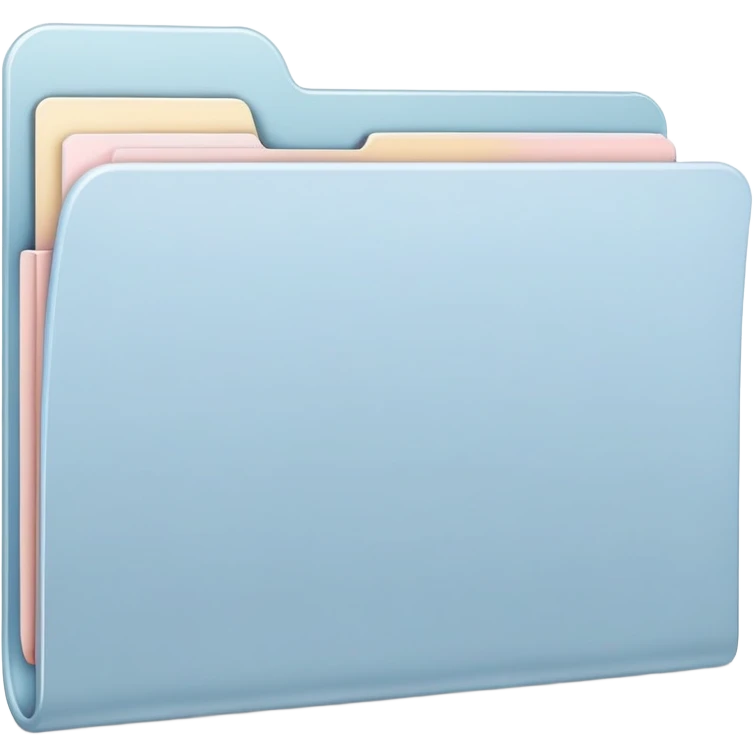 exact default Mac folder icon in light pastel blue color, tab design with shadow emoji