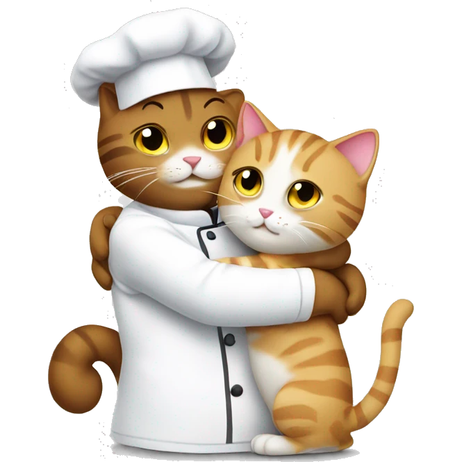 chef cat hugging another cat emoji