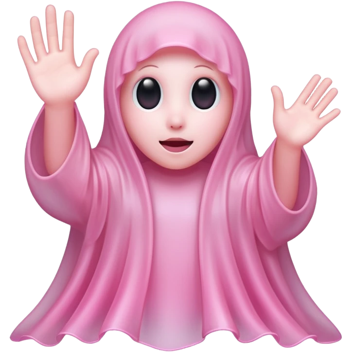 Pink ghost waving softly emoji