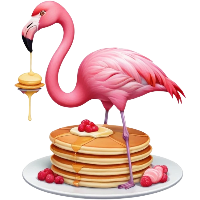 flamingo with a pancake emoji