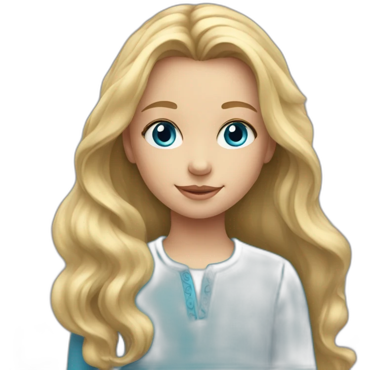 7 year old girl with long blonde hair and blue eyes emoji