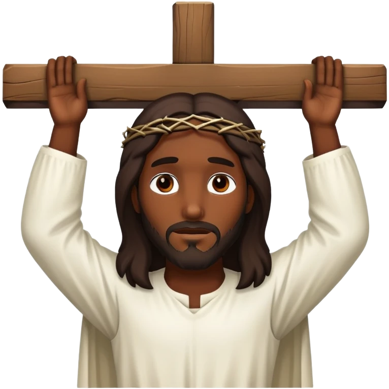 Dark skin christ Jesus hung on the cross emoji