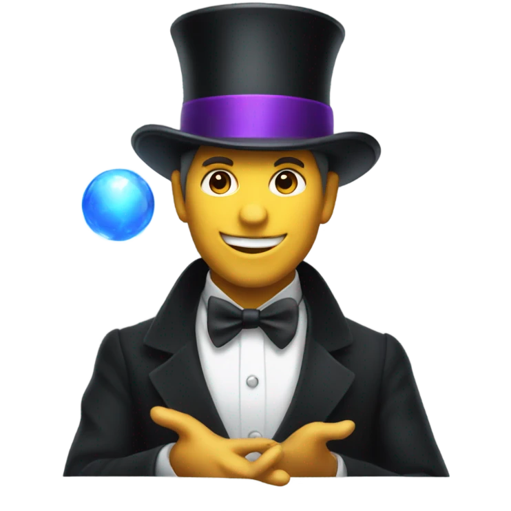 Magician pulling himself out of a top hat emoji