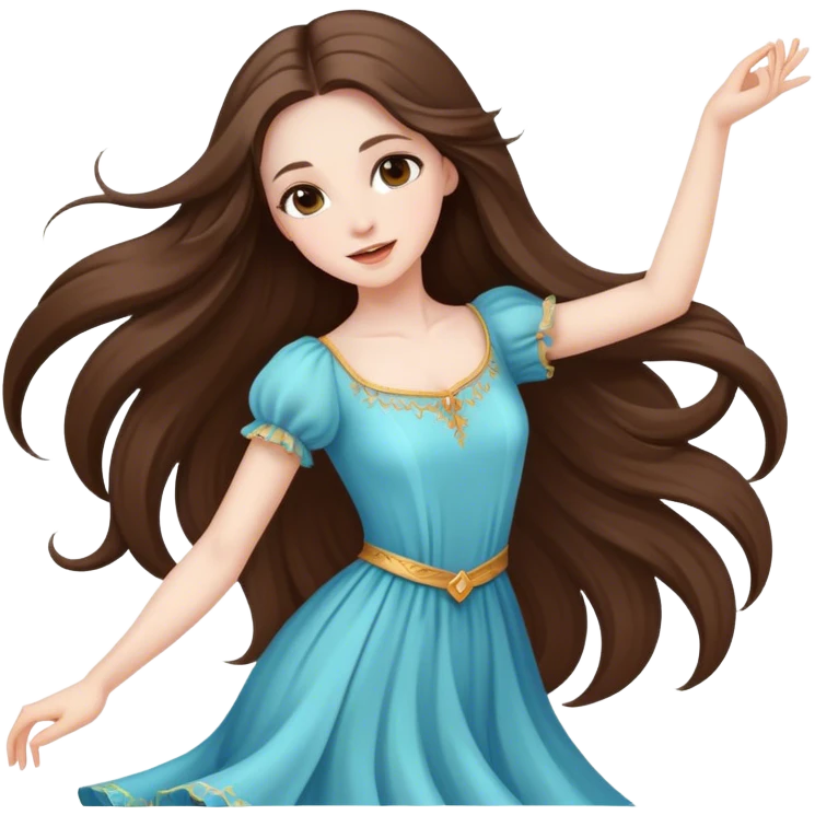  beautiful pale brunette girl with long hair dancing emoji