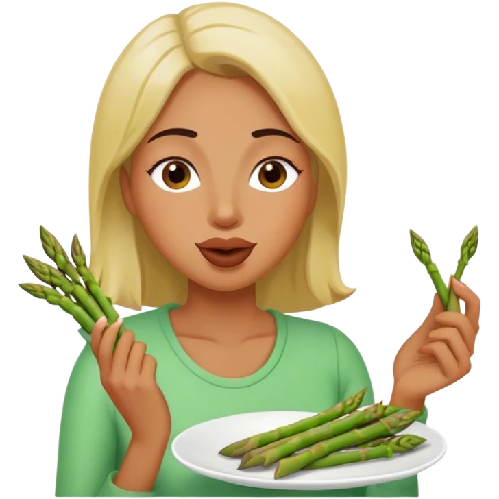 Donna che mangia asparagi  emoji