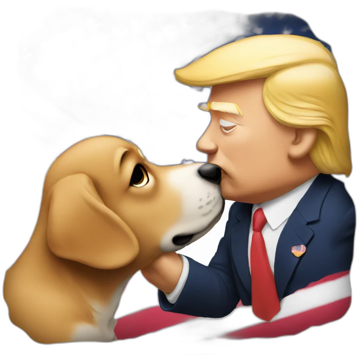 trump kissing a dog emoji