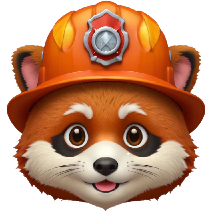 a red Panda head with a fireman's hat  emoji